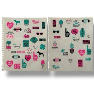 🦋 5/$25 - PINK Victoria's Secret Sticker Sheets - Used - Set of 51 Stickers